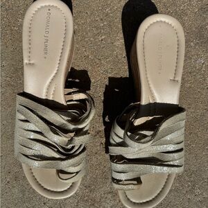 Donald J. Pliner Tan Slide Sandals with Textured Design